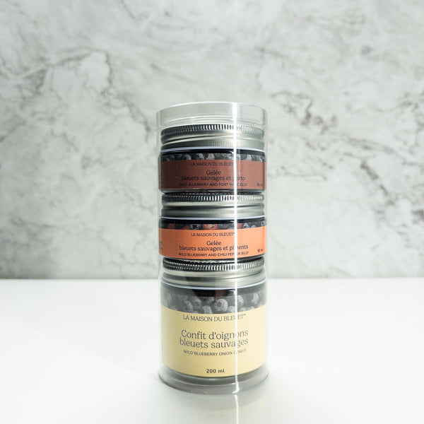 Boite à fromage, condiments aux bleuets sauvages