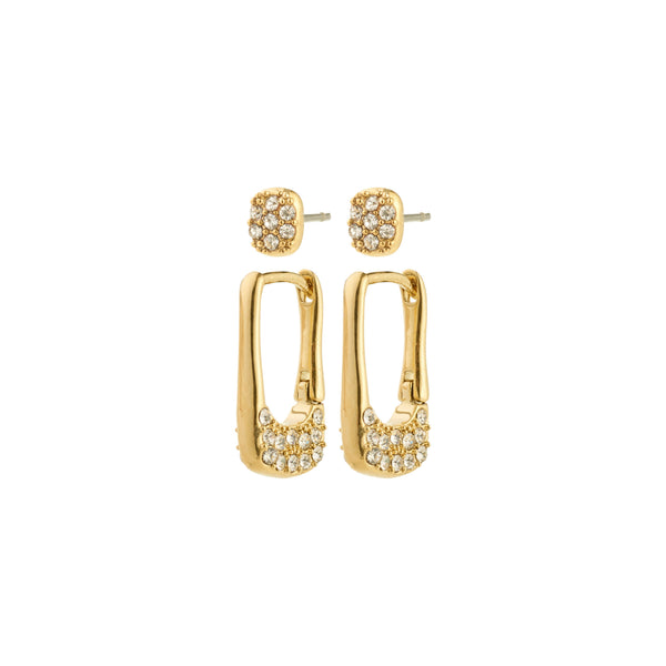 INSTANT boucles d’oreilles ensemble 2 en 1, plaqué or
