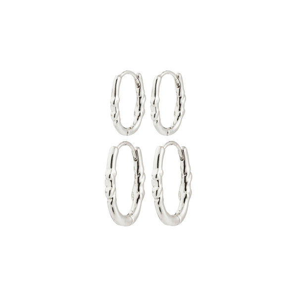 SENSE hoop earrings, 2 in 1 set, silver plated