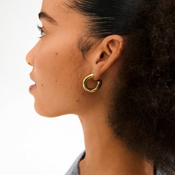PHASE large gold-plated hoop earrings