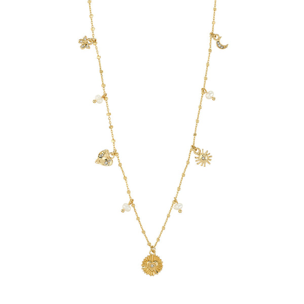 Collier : Mylan : Plaqué or : Blanc