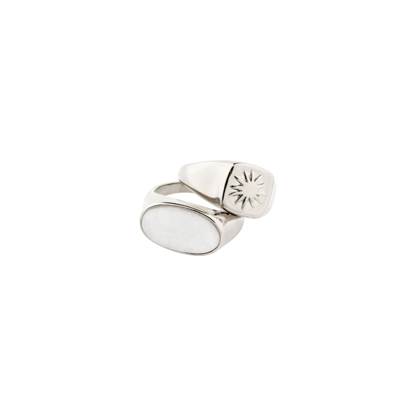 Ensemble de bagues PRISM 2-en-1, plaqué argent