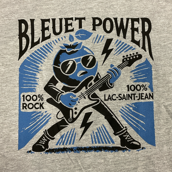 Dessin visible à l'avant du tee-shirt Bleuet Power Gris