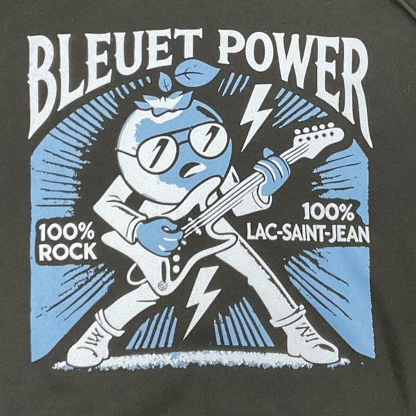 Dessin visible à l'avant du hoodie Bleuet Power Bleu Marine