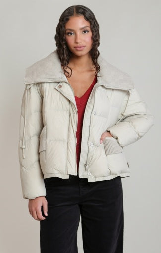 KNIT COLLAR PUFFER