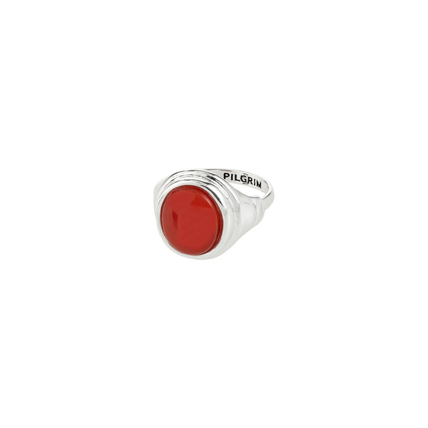 (W) Bague : Lyndon : Plaqué argent : Rouge