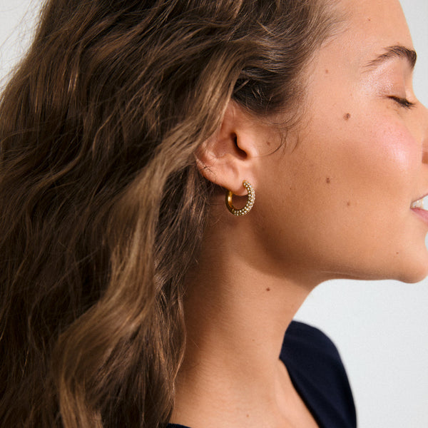 TATUM medium gold-plated hoop earrings
