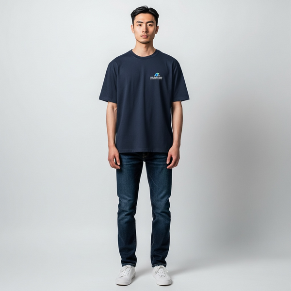 Tee-shirt bleu marine avec broderie 