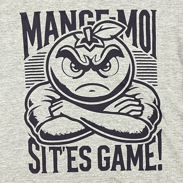 Dessin visible à l'avant du tee-shirt Mange Moi Gris Clair