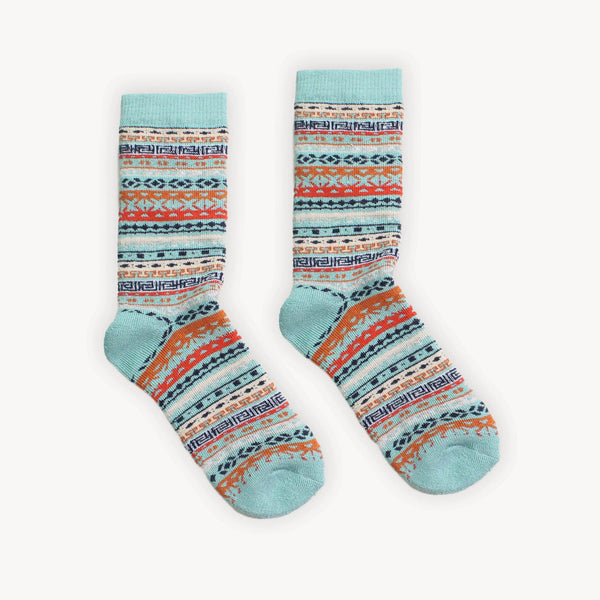 Alpaca Socks - Crew - Multi Aqua - S/M
