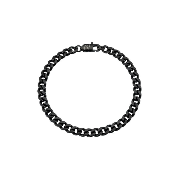 Bracelet Viril Noir Maille Cubaine – 6 mm | 8”