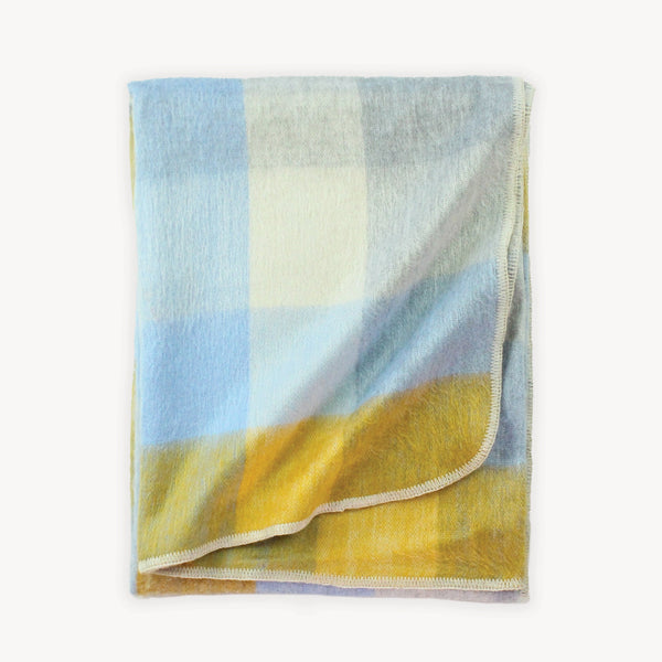 Blanket - Large Throw - Gold/Blue Check
