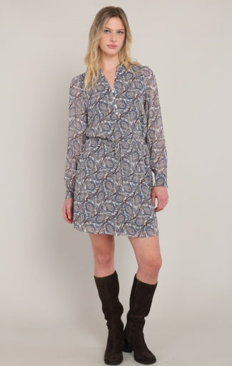 Robe ceinturée à boutons